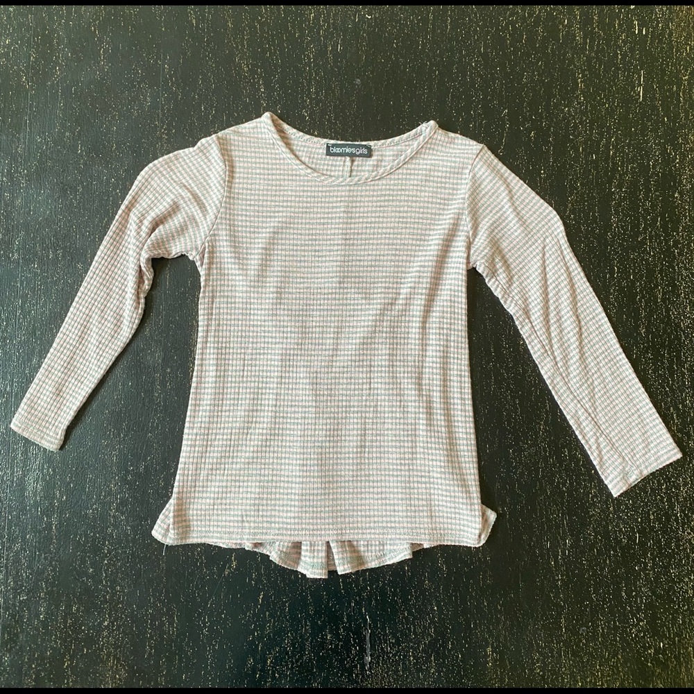 Bloomies girls Pink/Gray Striped long Sleeved Shirt